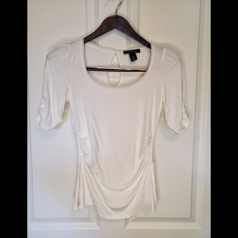White House Black Market Short Sleeve Blouse Size S Color White